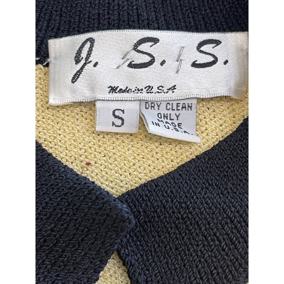 JSS Woman’s Knit Ware Blazer/ Jacket Sz S Yellow / Black strips Wool blend USA - Picture 10 of 11